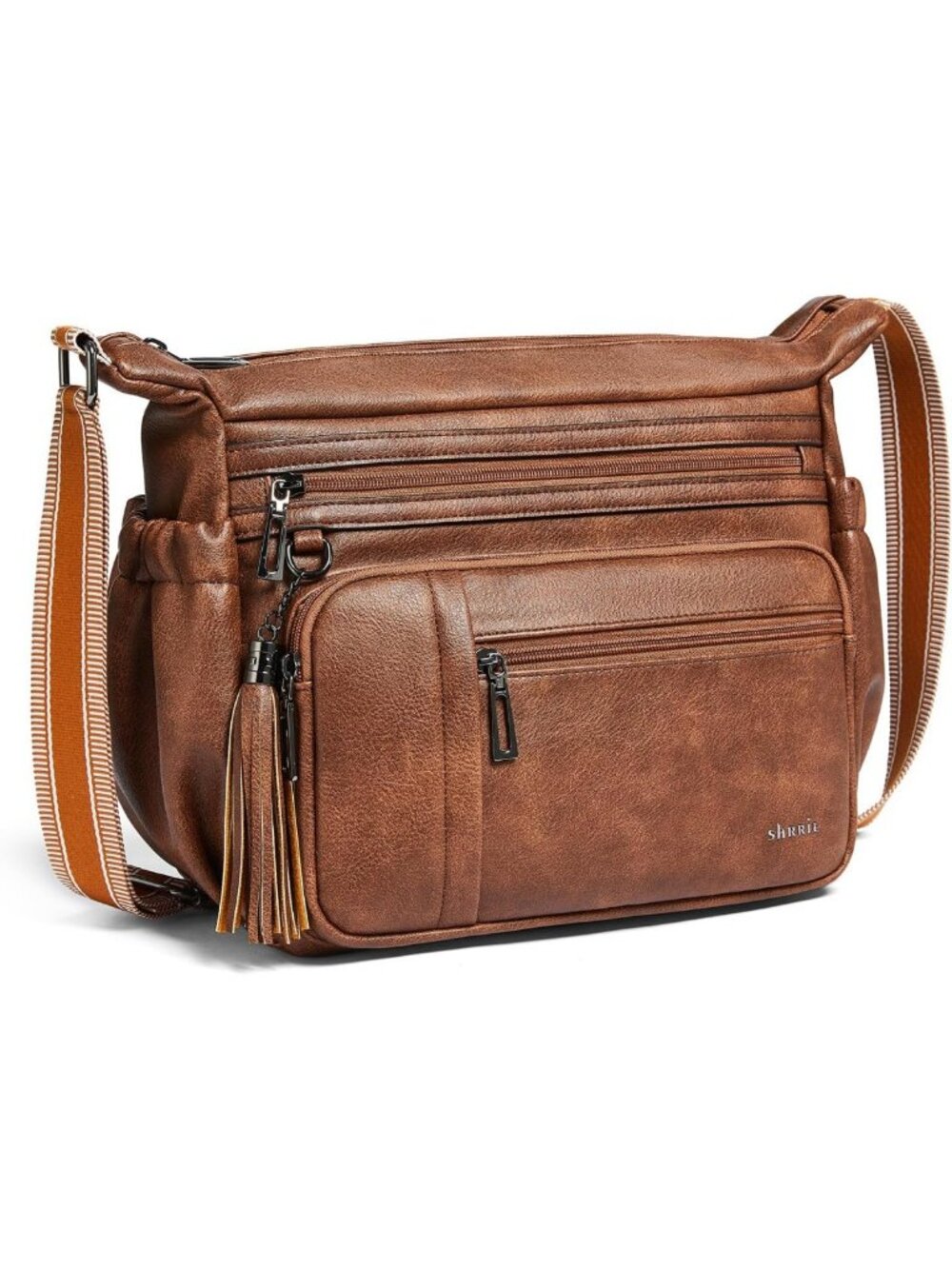 Stylish Large Leather Crossbody Bag for Women | Multi-Pocket Travel Shoulder